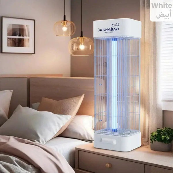 Alshabah 6600 White Electric Flying Insects Killer with 3800V high-voltage grid and UV light attraction for up to 20m² coverage in Qatar