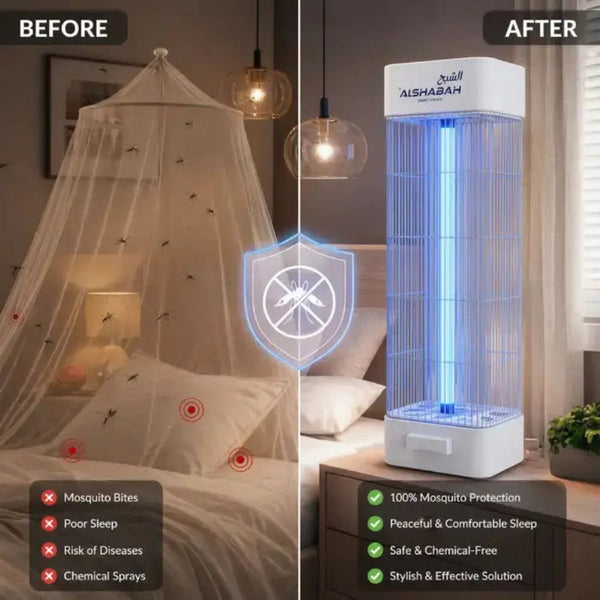 Alshabah 6600 White Electric Flying Insects Killer with 3800V high-voltage grid and UV light attraction for up to 20m² coverage in Qatar