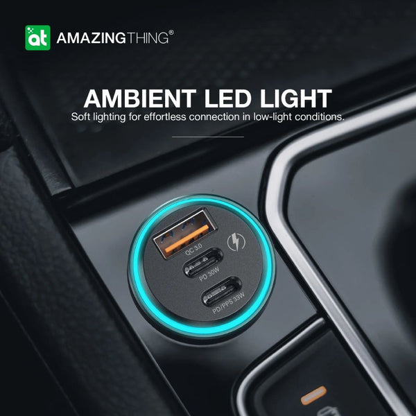 Amazingthing FlexiPower Max 63W tri-port car fast charger with 2 USB-C and 1 USB-A ports Qatar