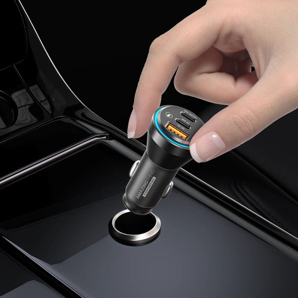 Amazingthing FlexiPower Max 63W tri-port car fast charger with 2 USB-C and 1 USB-A ports Qatar
