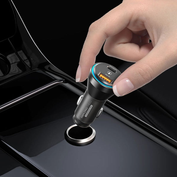 Amazingthing FlexiPower Pro 43W dual-port car fast charger with USB-C USB-A and ambient LED Qatar