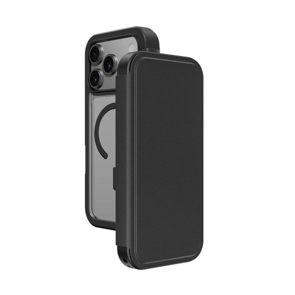 Amazingthing GLAMOUR vegan leather MagSafe folio case with card slots for iPhone 17 Pro Max Black Qatar