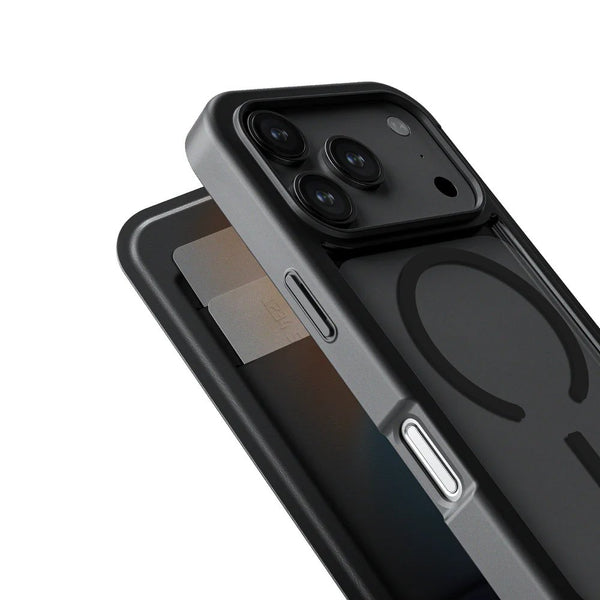 Amazingthing GLAMOUR vegan leather MagSafe folio case with card slots for iPhone 17 Pro Max Black Qatar