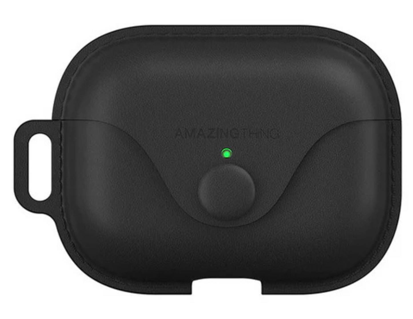 Front view of AmazingThing MARSiX PRO Leatherette Case Black APRO02MPBK for AirPods Pro.