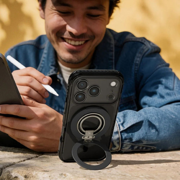 Amazingthing TITAN PRO Grip Ring Set Case with 12ft drop protection and 360° ring stand for iPhone 18 Pro Black in Qatar