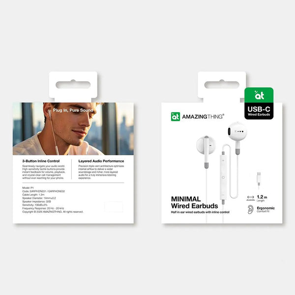 Amazingthing Type-C wired in-ear headphones white with 14mm drivers and 1.2m cable Qatar