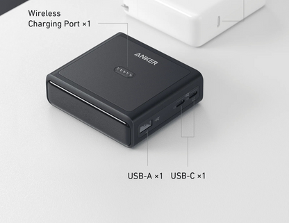 Multi-port capabilities of the Anker 100W Charging Base A1902211 showing USB and Pogo pin connections.