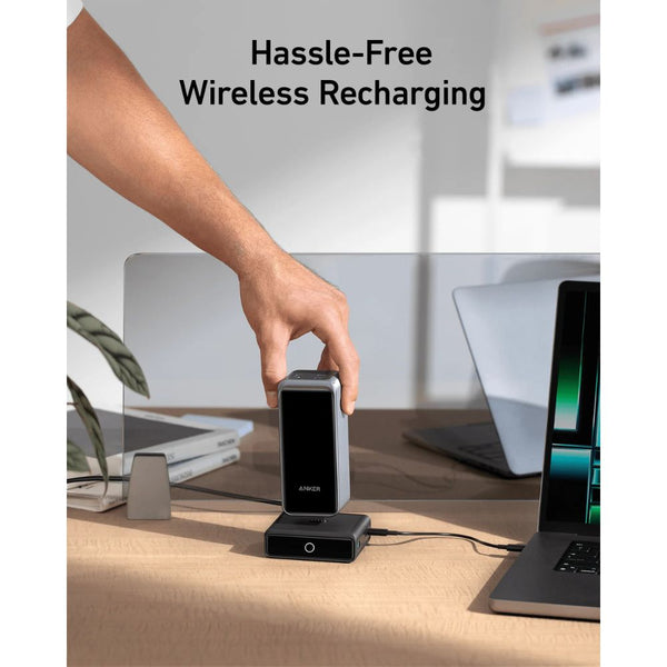 Anker 100W Charging Base A1902211 in Black with two USB-C ports, USB-A, Pogo pin and LED indicator for Anker Prime power banks Qatar