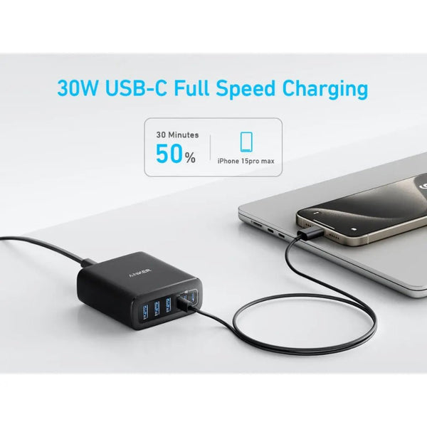 Anker 112W 6-port GaN fast charger with 3 USB-C and 3 USB-A ports A2154K11 Qatar