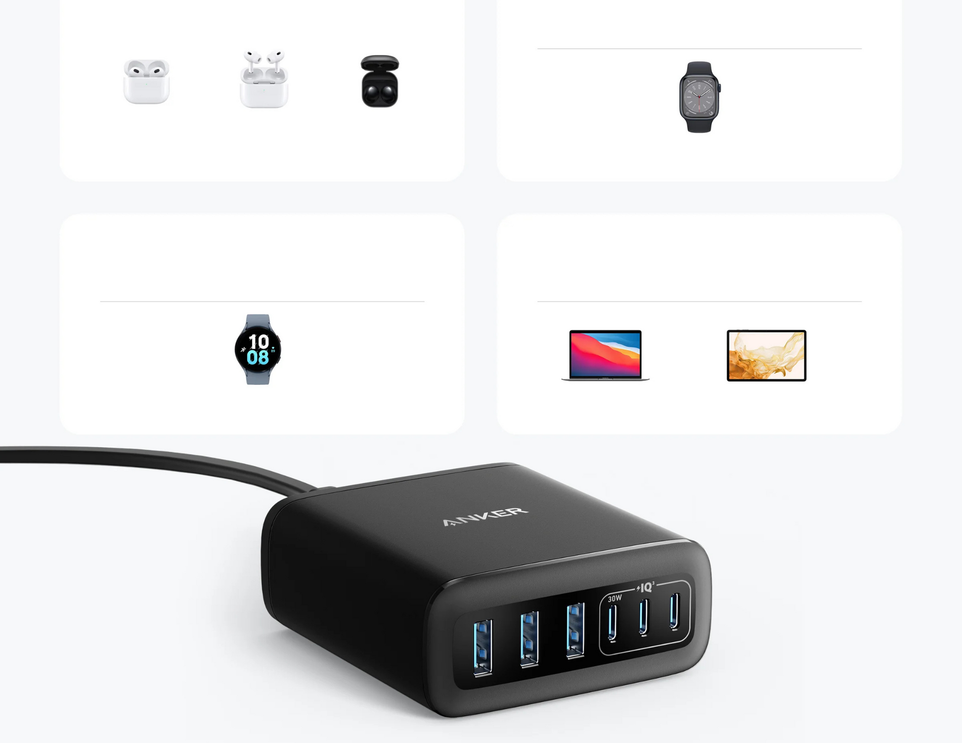 Anker 112W 6-Port GaN Charger (A2154K11) | Fast Multi-Device Anker 112W 6-Port GaN Charger (A2154K11) | Fast Multi-Device