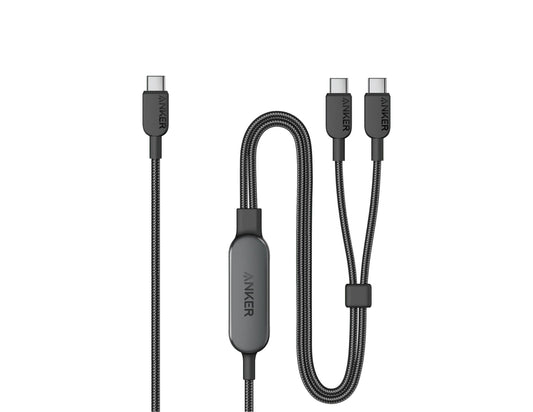 Anker 140W 2-in-1 USB-C cable A8895H11 braided 4ft with slider at Thabthaba Store Qatar.