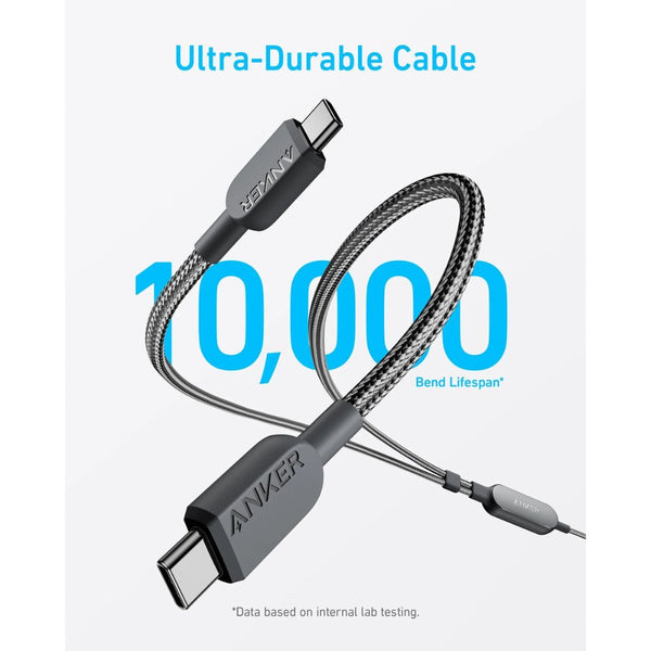 Anker 140W 2-in-1 USB-C to USB-C braided charging cable 6ft A8895H12 Qatar
