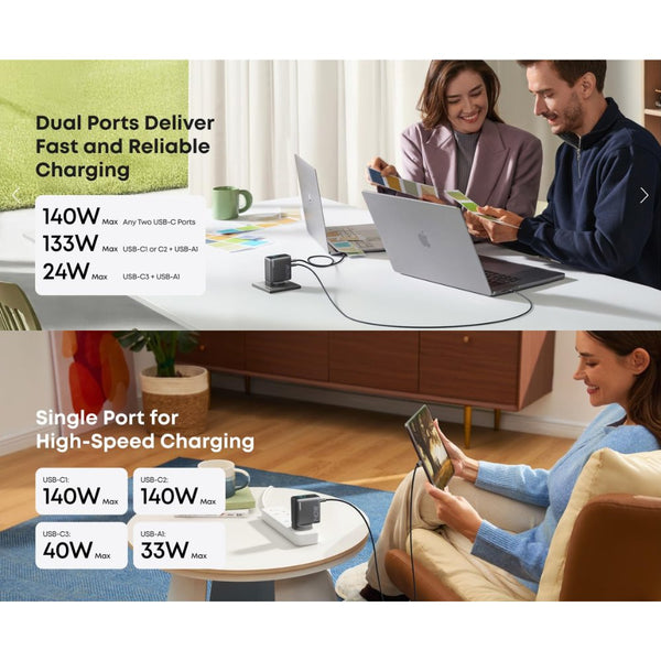 Anker 140W 4-Port PD 3.1 GaN charger B2697KZ1 with smart display and USB-C cable Dark Grey Qatar