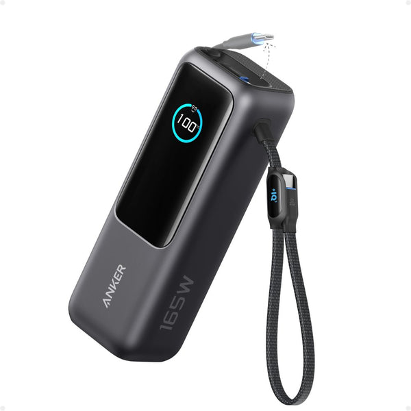 Anker 25000mAh 165W power bank with dual built-in retractable USB-C cables and smart display A1695H11 Qatar