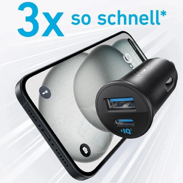 Anker 30W car charger B2741H11 in Black with USB-C and USB-A ports and two charging cables Qatar