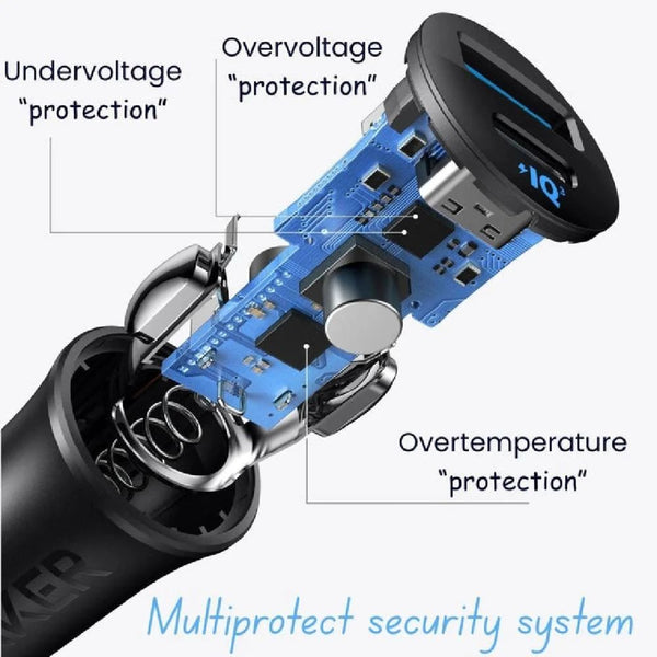 Anker 30W car charger B2741H11 in Black with USB-C and USB-A ports and two charging cables Qatar