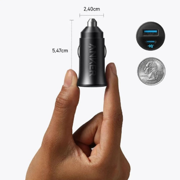 Anker 30W car charger B2741H11 in Black with USB-C and USB-A ports and two charging cables Qatar