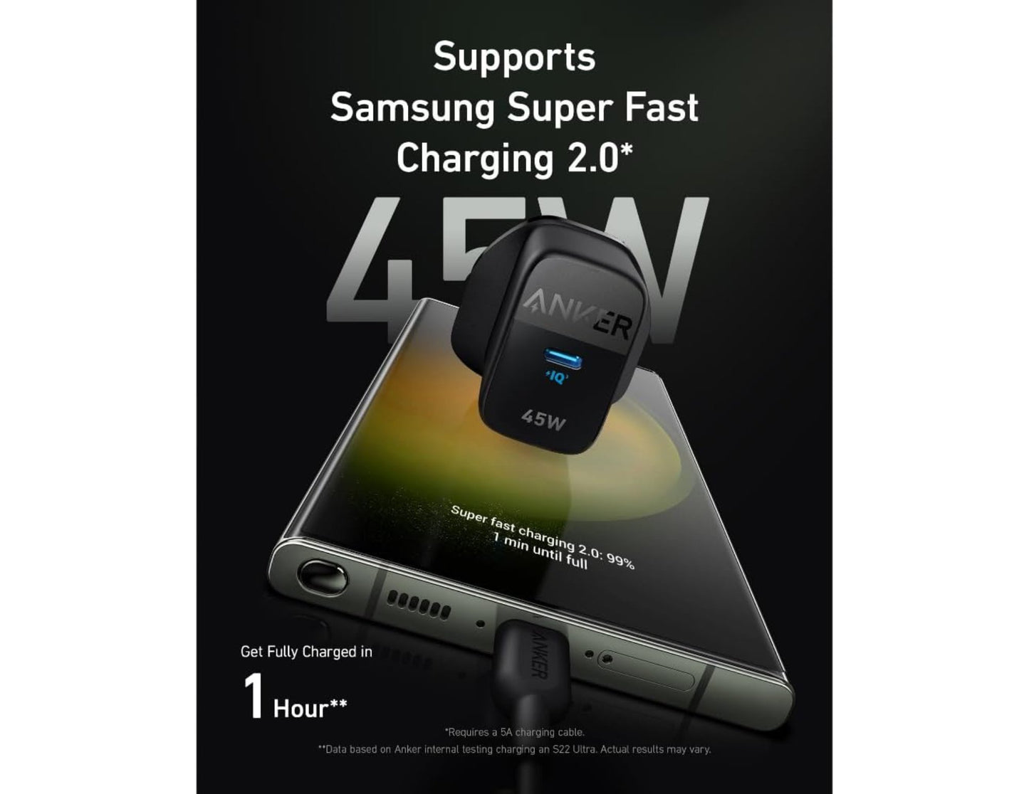 Anker 313 Ace 45W A2643K11 USB-C GaN Charger available in Qatar
