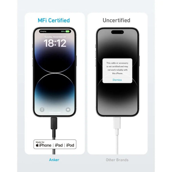 Anker 322 USB-C to Lightning Braided Cable 3ft A81B5H11 Black Qatar
