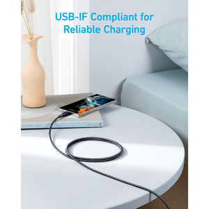 Anker 322 USB-C to USB-C Braided Cable 6ft Black A81F6H11 for fast charging Qatar