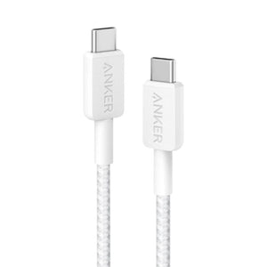 Anker 322 USB-C to USB-C braided cable 3ft 60W in White model A81F5H21 for fast charging and data transfer Qatar