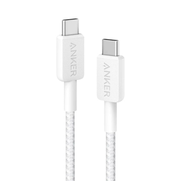 Anker 322 USB-C to USB-C braided cable 3ft 60W in White model A81F5H21 for fast charging and data transfer Qatar
