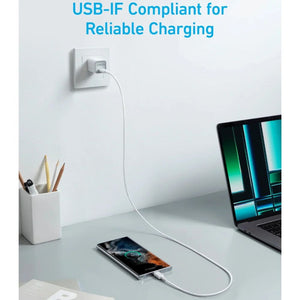 Anker 322 USB-C to USB-C braided cable 3ft 60W in White model A81F5H21 for fast charging and data transfer Qatar