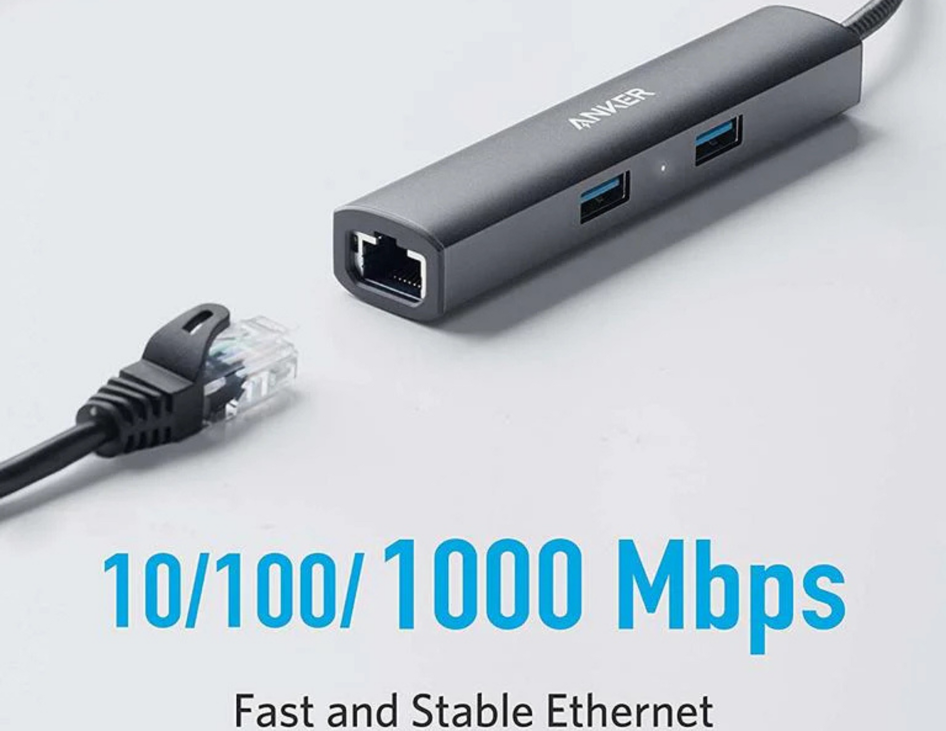 Close-up of HDMI and Ethernet ports on the Anker 533 USB-C Hub A8338HA1.