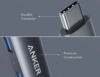 Rear view of Anker 533 USB-C Hub A8338HA1 with its aluminum casing.