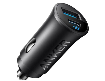 Anker Dual-Port Car Charger A2741H11 with USB-C and USB-A ports.