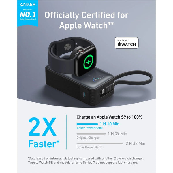 Anker MagGo 10000mAh 35W power bank with Apple Watch charger and built-in USB-C cable Black Qatar
