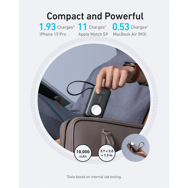 Anker MagGo 10000mAh 35W power bank with Apple Watch charger and built-in USB-C cable Black Qatar