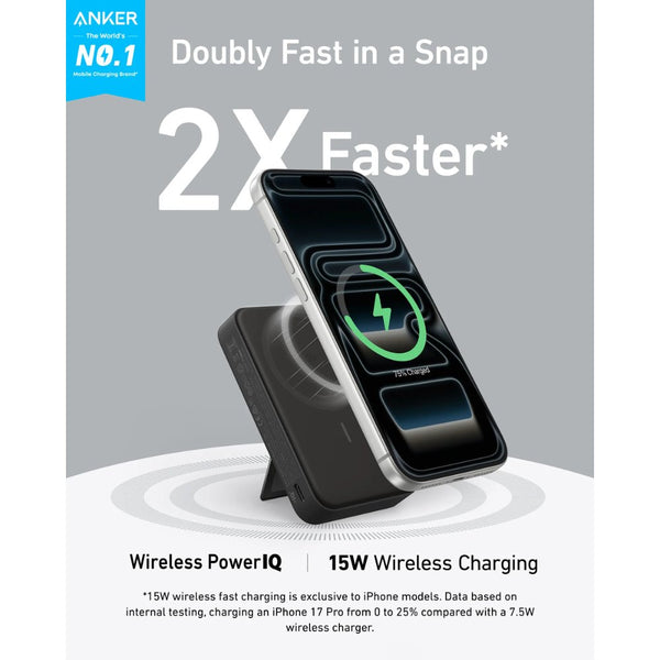 Anker MagGo 10000mAh Qi2 magnetic wireless power bank 15W with smart display and stand Black Qatar