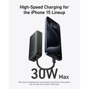 Anker Nano A1259H11 10000mAh 30W power bank with built-in USB-C cable Black Stone Qatar