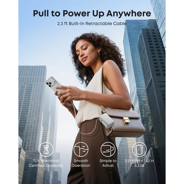 Anker Nano 10000mAh 45W power bank with retractable USB-C cable and smart display Aurora White Qatar