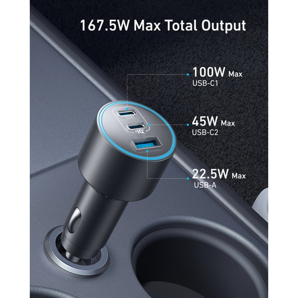 Anker Nano 167.5W 3-port car charger with dual USB-C and USB-A fast charging B2737HA1 Qatar