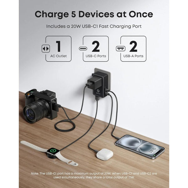 Anker Nano 5-in-1 20W travel adapter with universal plugs and USB-C fast charging A9215311 Qatar