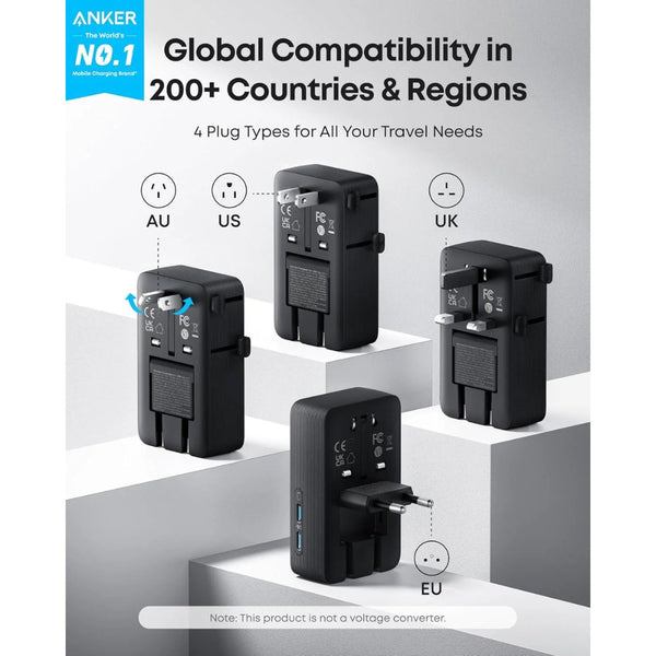 Anker Nano 5-in-1 20W travel adapter with universal plugs and USB-C fast charging A9215311 Qatar