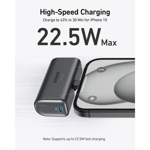 Anker Nano 5000mAh 22.5W power bank with built-in foldable USB-C connector Black Stone Qatar