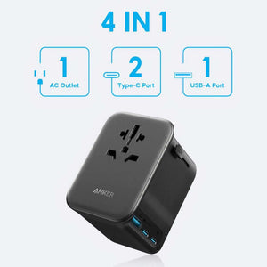Anker Nano 65W 4-in-1 travel adapter with 2 USB-C USB-A and AC outlet in Black Qatar