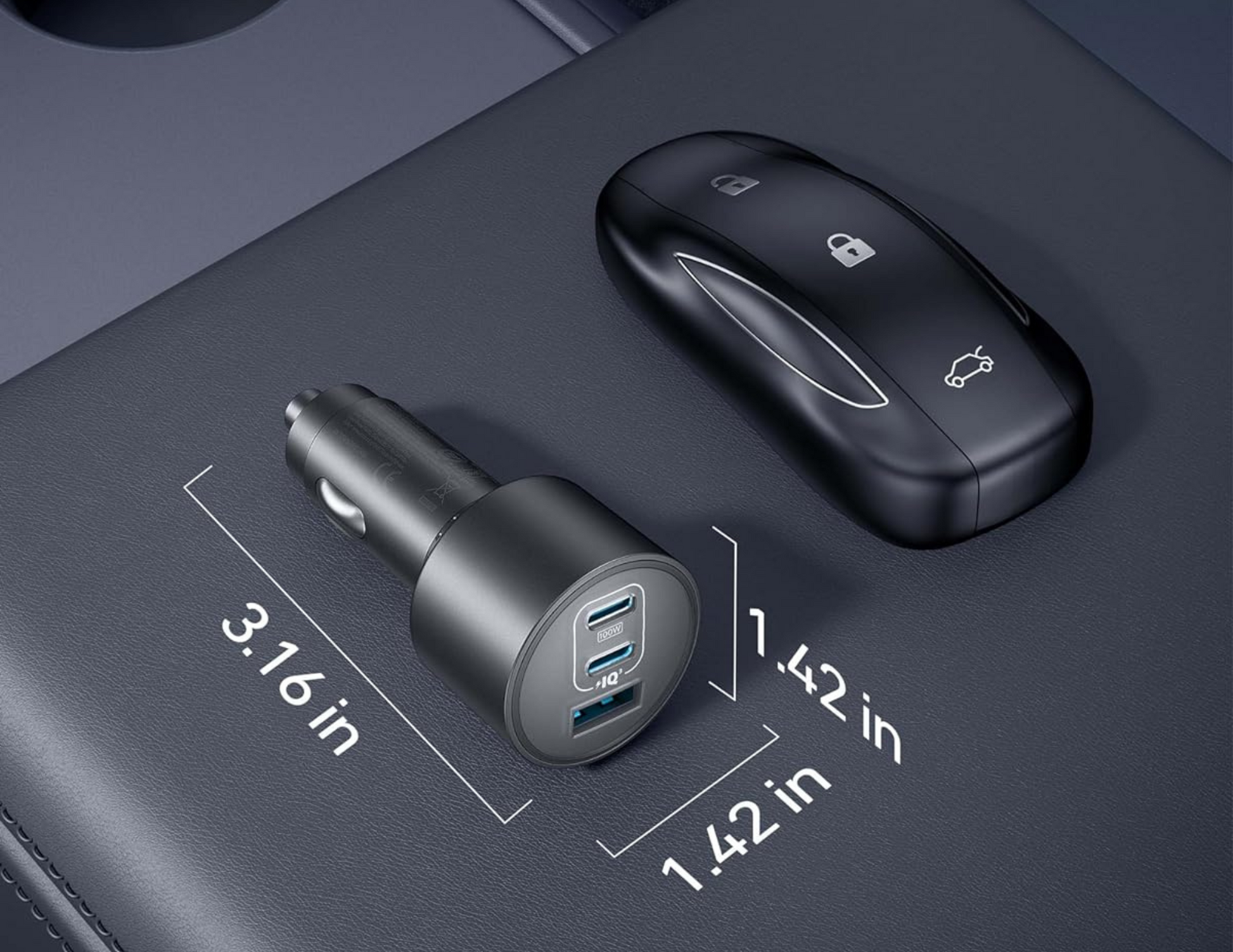 Compact design of the Anker Nano Car Charger B2737HA1