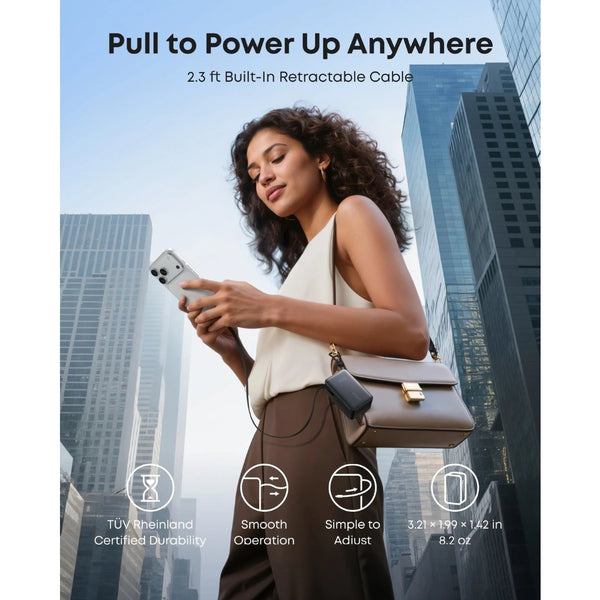 Anker Nano Power Bank A1638H11, 10,000mAh 45W fast charging, black, with built-in retractable USB-C, smart display, compact flight-ready design at Thabthaba Store Qatar