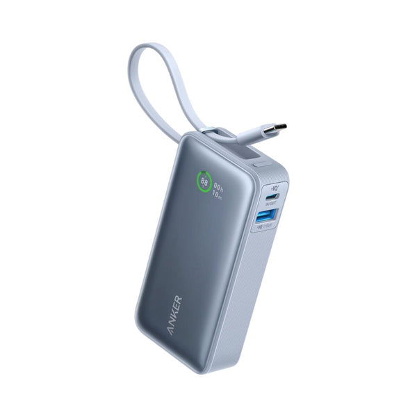 Anker Nano Power Bank 30W Ice Lake Blue A1259H31 with built‑in USB‑C cable available in Qatar