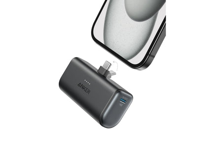Anker Nano Power Bank 5000mAh 22.5W with built-in USB-C connector black stone.