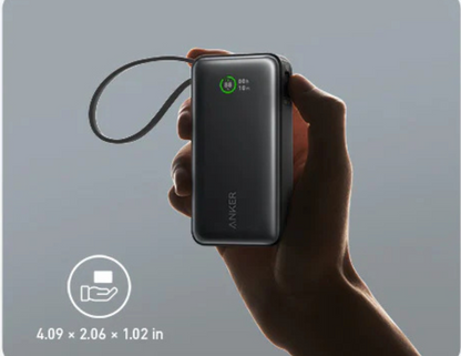 Anker Nano Power Bank A1259H11’s built-in handle for easy portability.