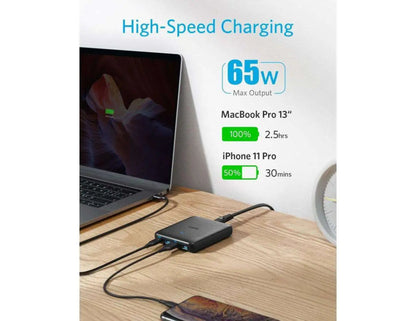 Anker 543 PowerPort Atom III Slim 65W 4-port GaN charger A2045K11, Thabthaba Store Qatar
