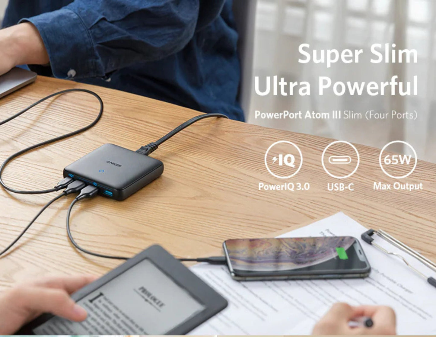 Anker 543 PowerPort Atom III Slim 65W 4-port GaN charger A2045K11, Thabthaba Store Qatar