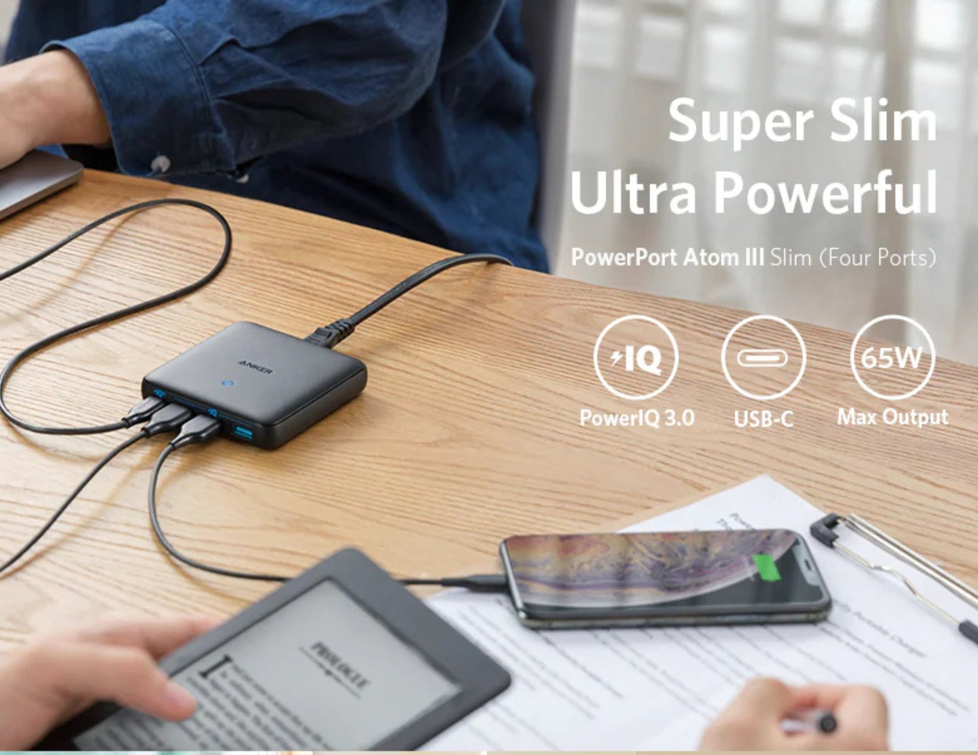 Anker 543 PowerPort Atom III Slim 65W 4-port GaN charger A2045K11, Thabthaba Store Qatar