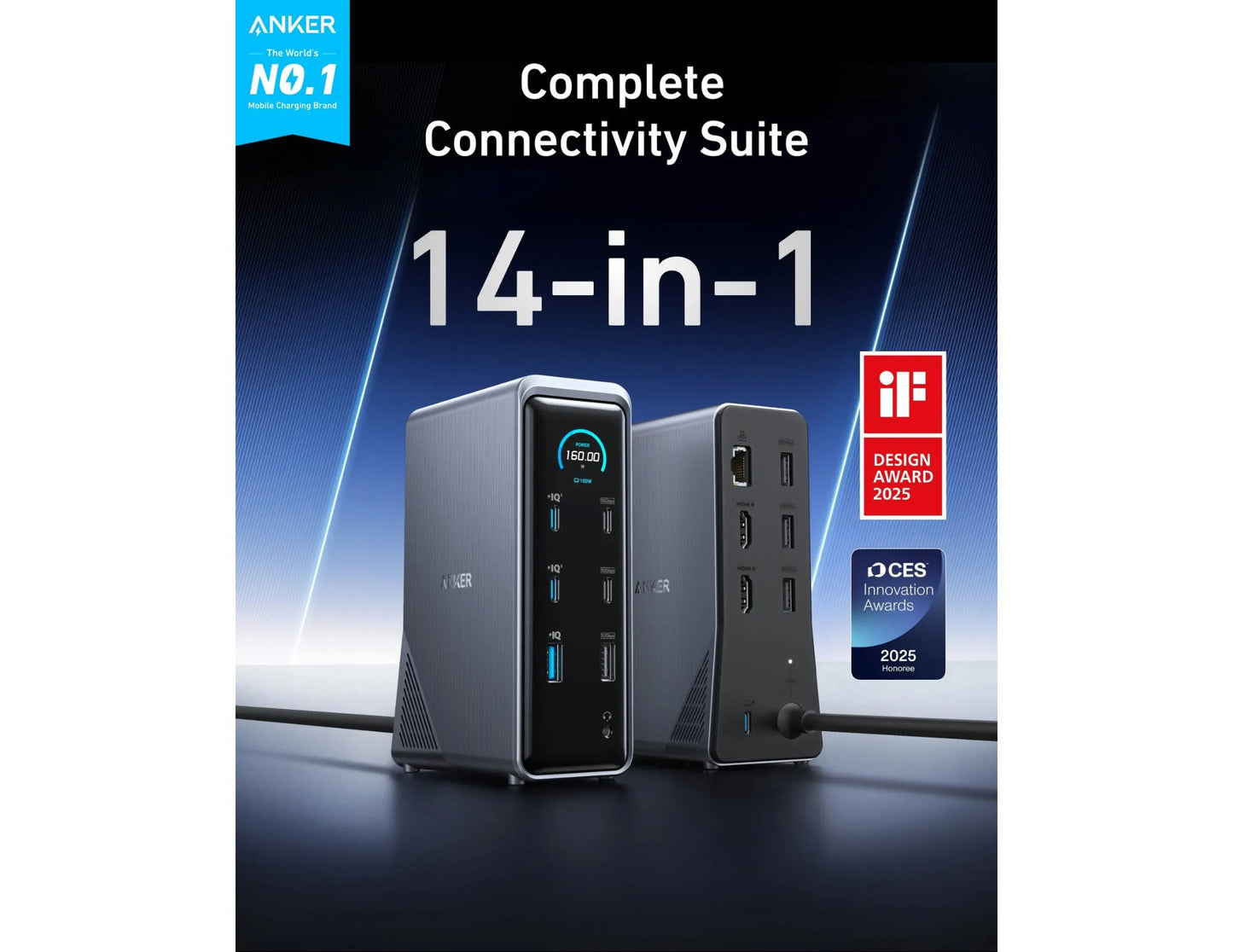 Anker Prime 14‑in‑1 160W Dual Display Docking Station A83B62A1 available in Qatar