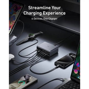 Anker Prime 200W 6-port GaN desktop charging station with 4 USB-C and 2 USB-A ports Black Qatar